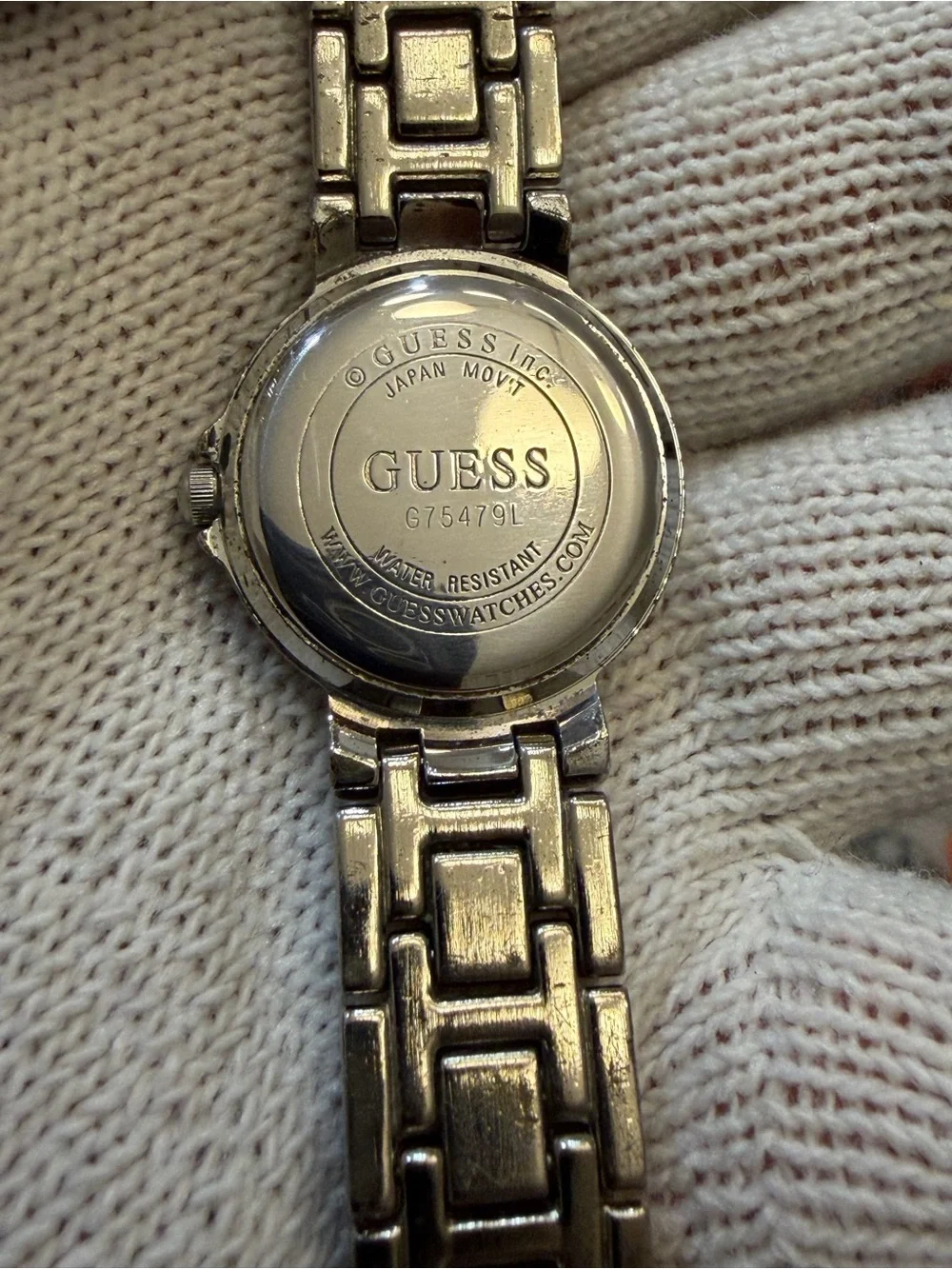 Guess Women's Two-Tone Crystal Bezel Watch Silver Dial Roman Numerals G75479L